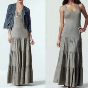 CAbi 853 Resort Tiered Maxi Dress Heather Gray Sleeveless Tank Cotton size S